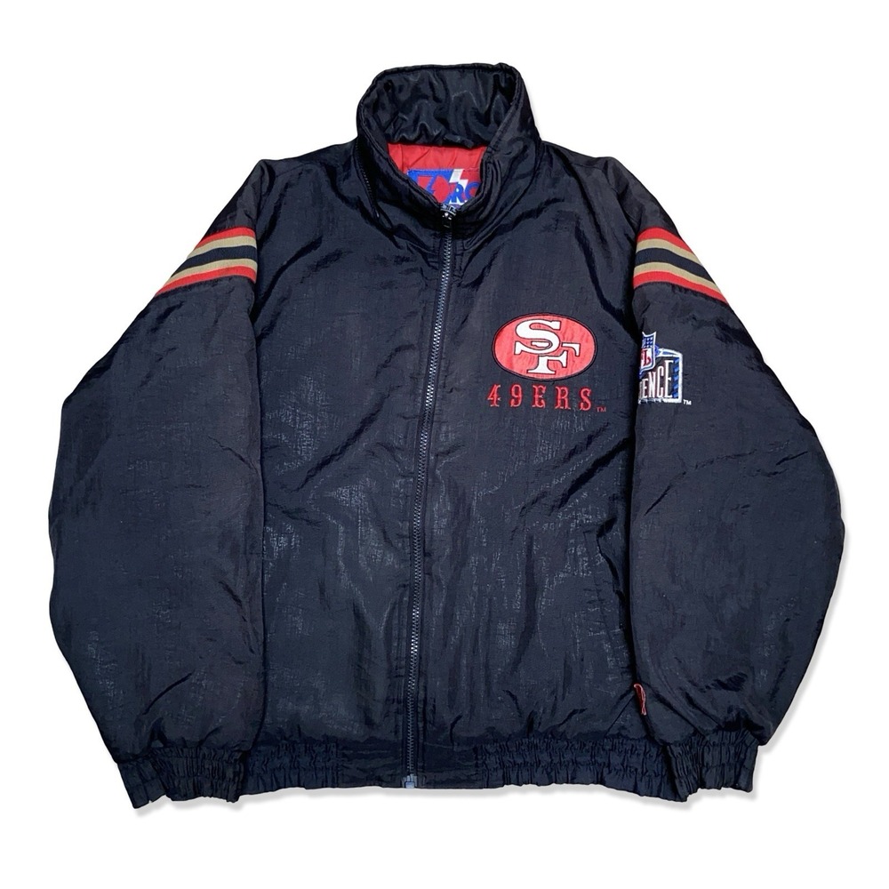 Vintage 90s San Francisco 49ers Pro Player NFL Jacket Black Men's Size M FLAWS